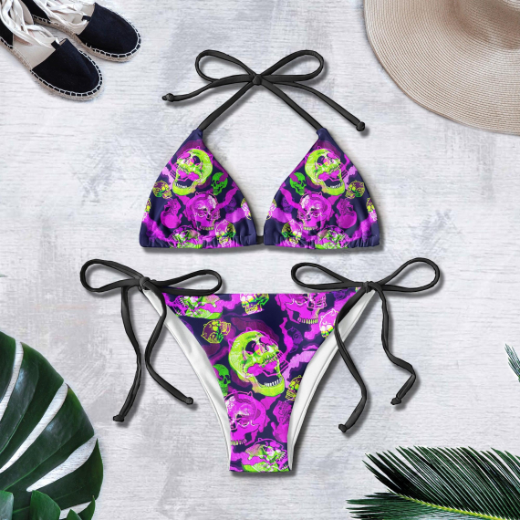 Solid Tiedye Green Purple Micro Triangle Bikini Swimsuit HG