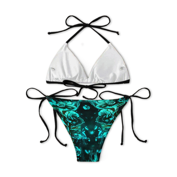 Ocean Green Skull Gothic Micro Triangle Bikini Swimsuit HG