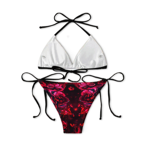 Skull Gothic Rose Micro Triangle Bikini Swimsuit HG