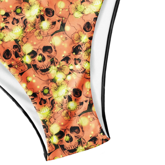 Sparkling Yellow Skull Micro Triangle Bikini Swimsuit HG