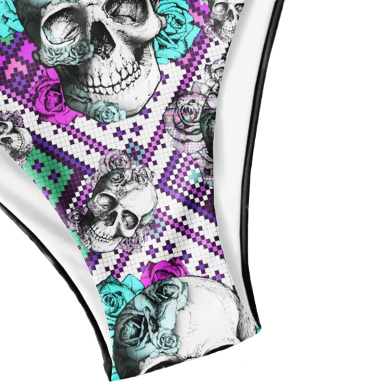 Pixel Skull Rose Micro String Triangle Bikini Summer Vacation HG Swimsuit