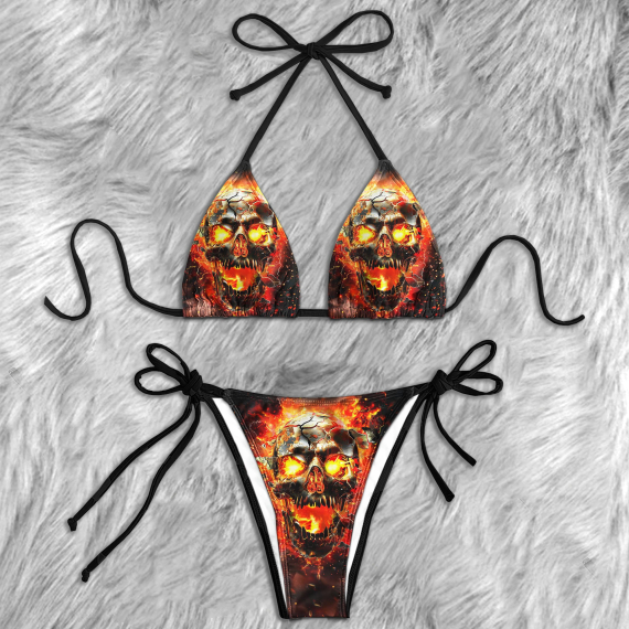 Skull Flame Micro Triangle Bikini Swimsuit HG
