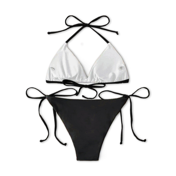 Funny Skull Sign Eat Healthy Micro Triangle Bikini Swimsuit HG
