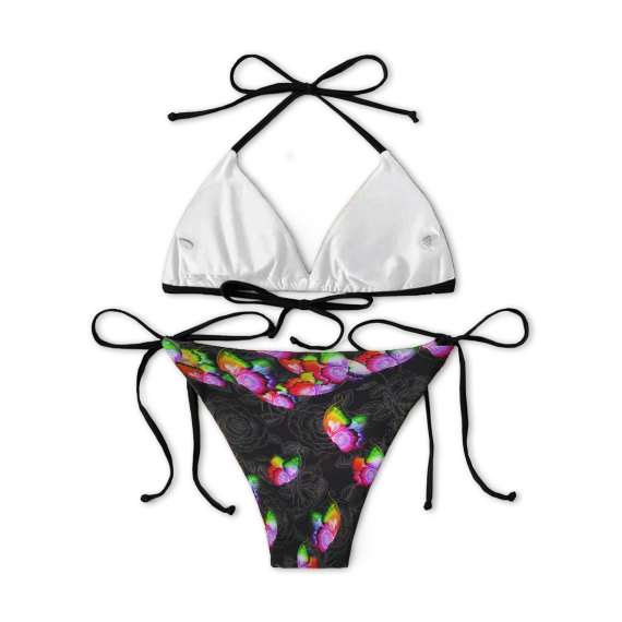 Neon Skull Butterfly Micro Triangle Bikini Swimsuit HG
