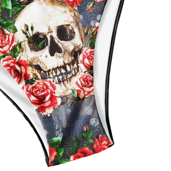 Red Rose Skull Gothic Micro Triangle Bikini Swimsuit HG