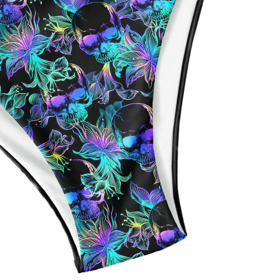 Skull Neon Pattern Micro Triangle Bikini Swimsuit HG