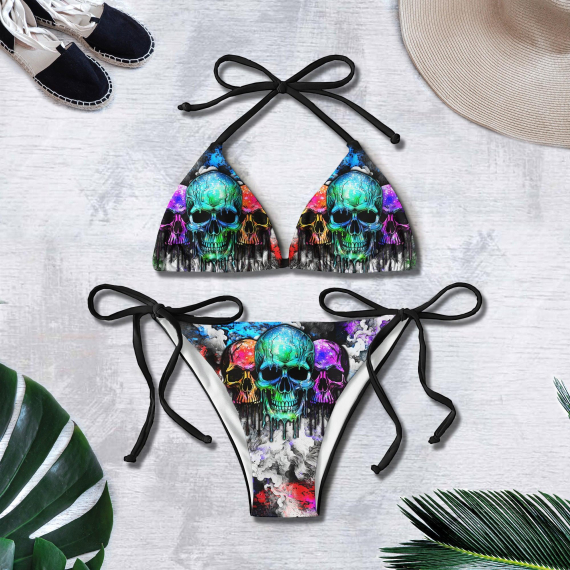 Dark Skull Color Micro Triangle Bikini Swimsuit HG
