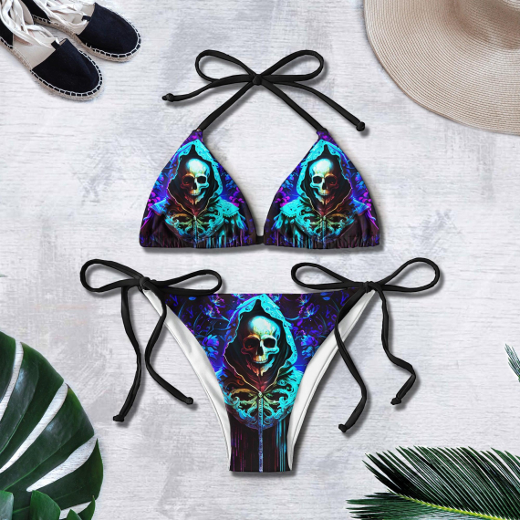 Skull Grim Reaper Micro Triangle Bikini Swimsuit HG