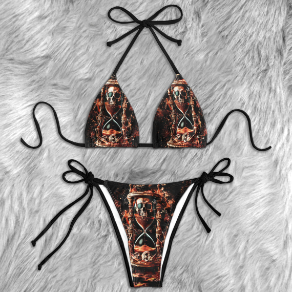 Skull Hourglass Art Micro String Triangle Bikini Summer Vacation HG Swimsuit