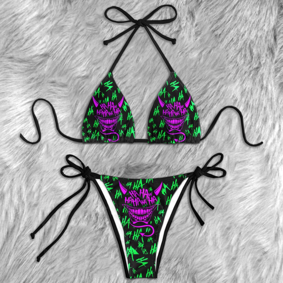 Funny Devil Emo Skull Micro String Triangle Bikini Summer Vacation HG Swimsuit