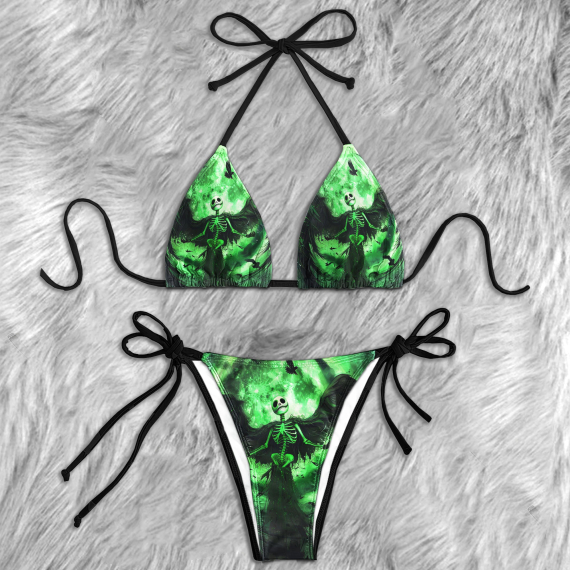 Green Nightmare Art Micro Triangle Bikini Swimsuit HG