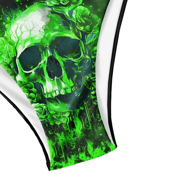 Green Shadow Skull Gothic Micro String Triangle Bikini Summer Vacation HG Swimsuit