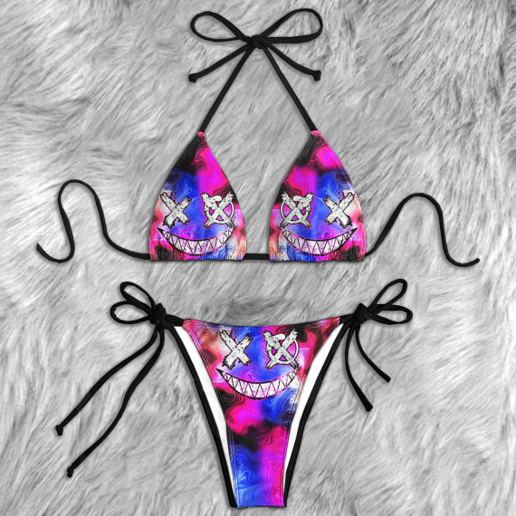 Galaxy Emo Skull Micro String Triangle Bikini Summer Vacation HG Swimsuit