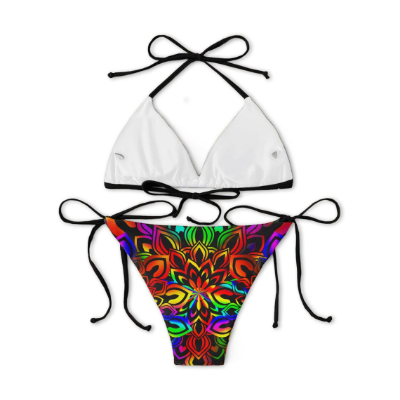 Neon Tiedye Mandala Skull Micro Triangle Bikini Swimsuit HG
