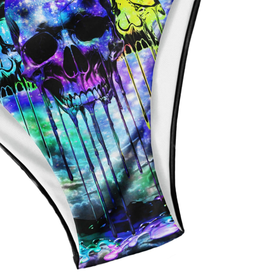 Colorful Skull Watercolor Micro Triangle Bikini Swimsuit HG