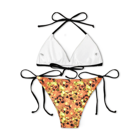 Sparkling Yellow Skull Micro Triangle Bikini Swimsuit HG
