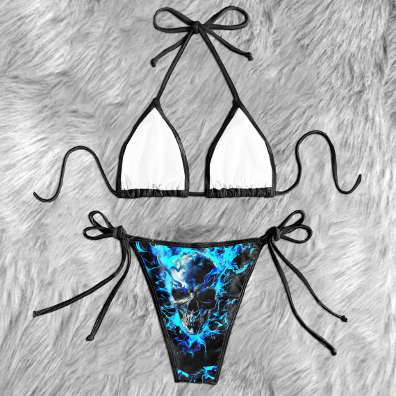 Thunder Blue Skull Micro Triangle Bikini Swimsuit HG