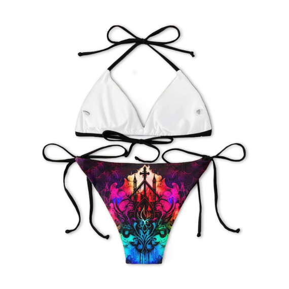 Radiant TieDye Skull Gothic Micro Triangle Bikini Swimsuit HG