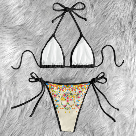 Colorful Triangular Skull Micro Triangle Bikini Swimsuit HG