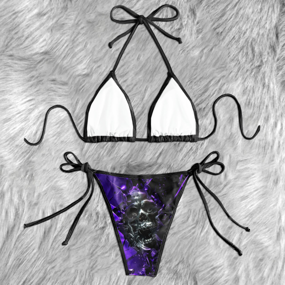 Purple Skull Broken Micro Triangle Bikini Swimsuit HG