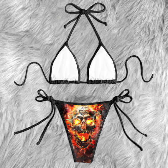 Skull Flame Micro Triangle Bikini Swimsuit HG