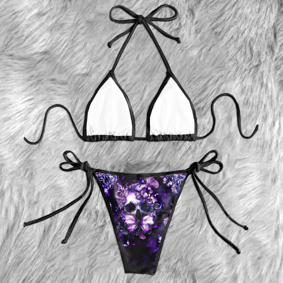 Purple Butterfly Skull Micro String Triangle Bikini Summer Vacation HG Swimsuit