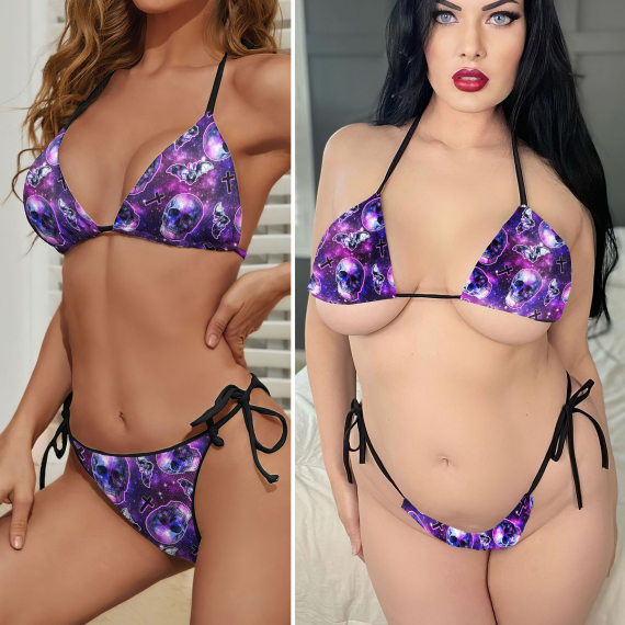 Galaxy Skull Art Micro String Triangle Bikini Summer Vacation HG Swimsuit