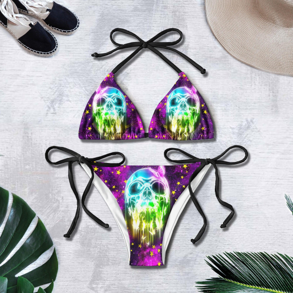 Neon Skull Butterfly Micro String Triangle Bikini Summer Vacation HG Swimsuit