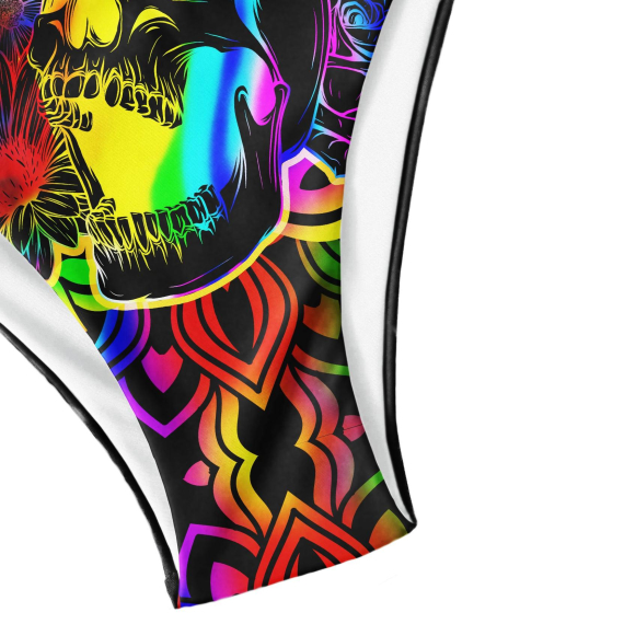 Neon Tiedye Mandala Skull Micro Triangle Bikini Swimsuit HG