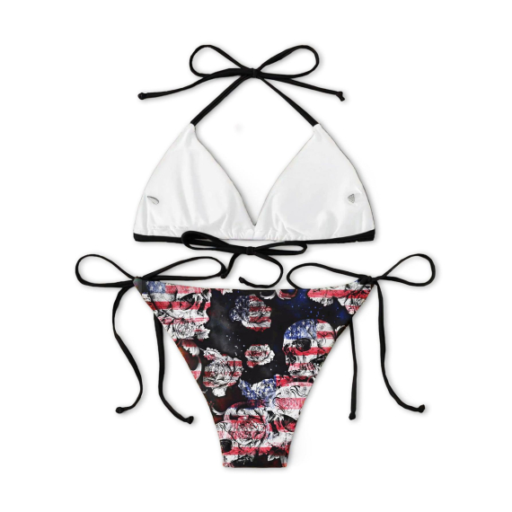 Grunge Skull Gothic Style Micro Triangle Bikini Swimsuit HG
