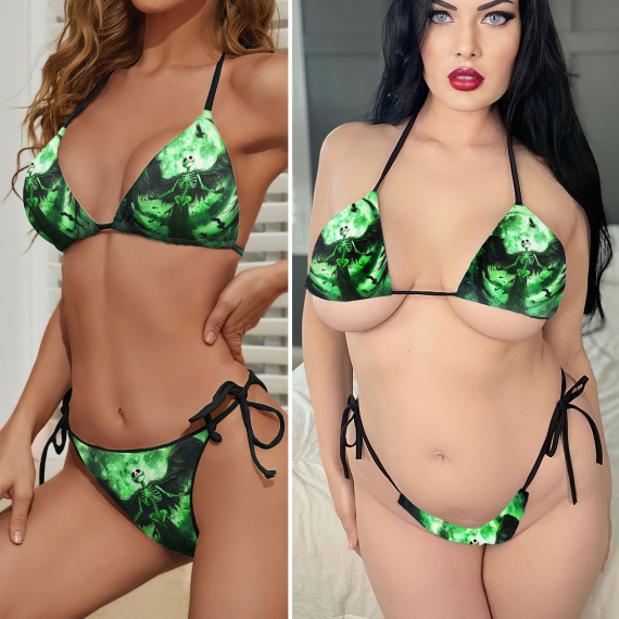 Green Nightmare Art Micro Triangle Bikini Swimsuit HG
