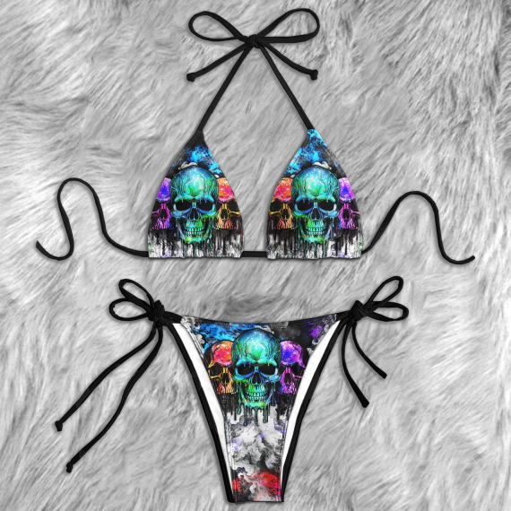 Dark Skull Color Micro Triangle Bikini Swimsuit HG