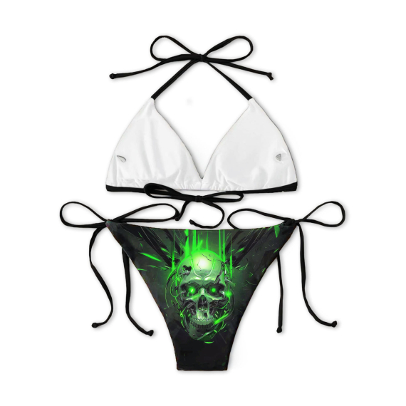 Green Mechanical Skull Micro String Triangle Bikini Summer Vacation HG Swimsuit