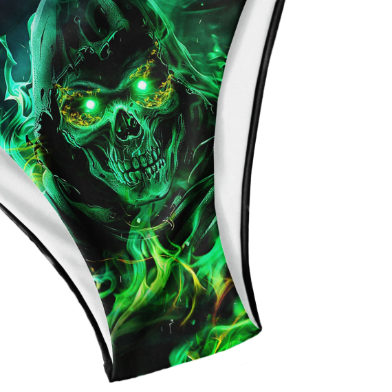 Green Fire Grim Reaper Micro Triangle Bikini Swimsuit HG