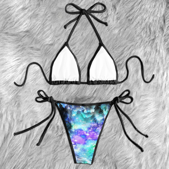 Colorful Skull Watercolor Micro Triangle Bikini Swimsuit HG