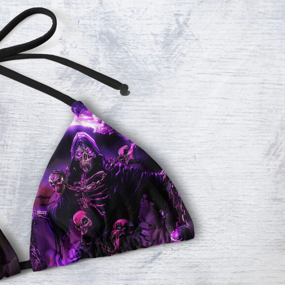 Purple Grim Reaper Fire Micro String Triangle Bikini Summer Vacation HG Swimsuit