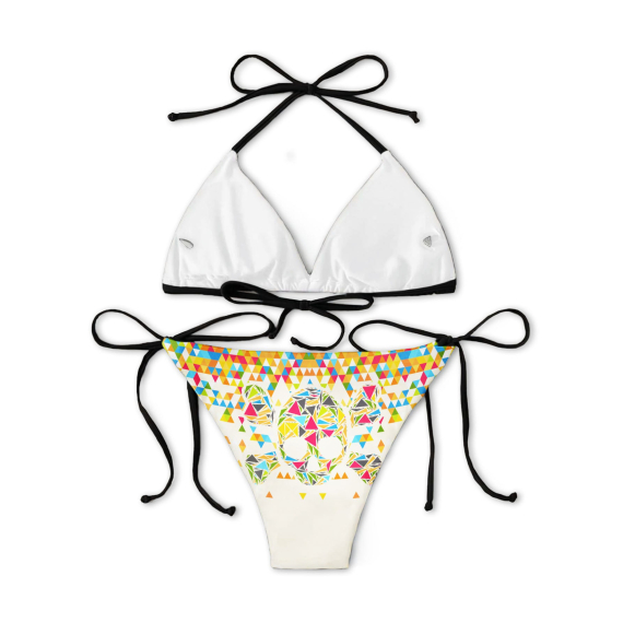 Colorful Triangular Skull Micro Triangle Bikini Swimsuit HG