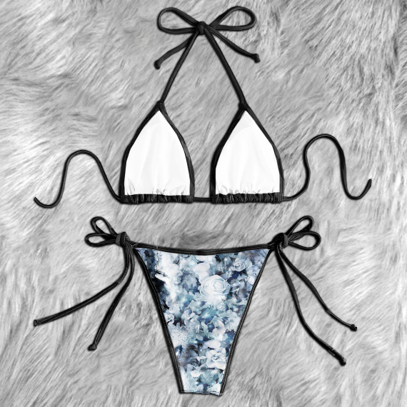 Grey Skull Smoke Gothic Micro Triangle Bikini Swimsuit HG