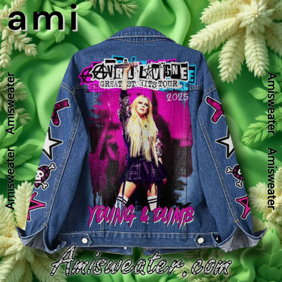 Avril Lavigne Greatest Hits Tour 2025 Young And Dumb Hooded Hoodless Or Hooded Denim Jacket HG
