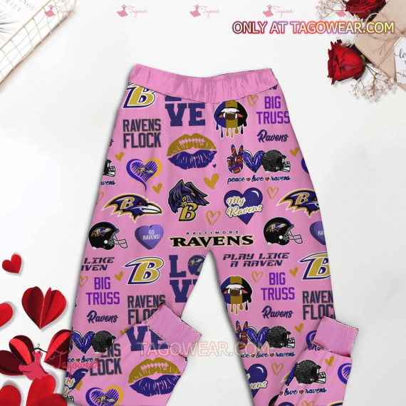 BRaven I Love My Ravens HFN Family Pajamas Set