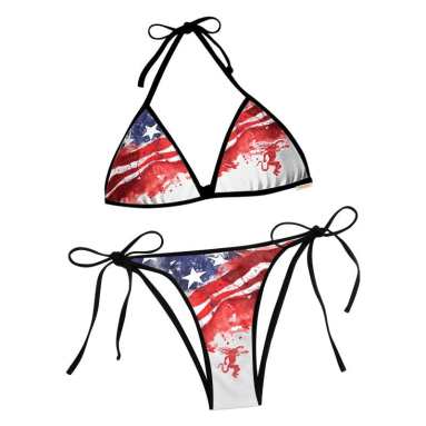 FireBall Blur American Flag Triangle Beach Bikini HG