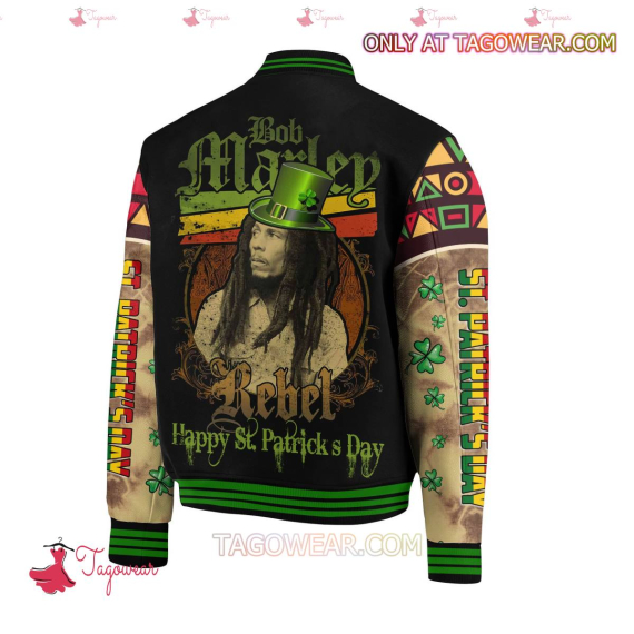 Bob Marley Rebel Happy St. Patrick's Day HFN Baseball Jacket