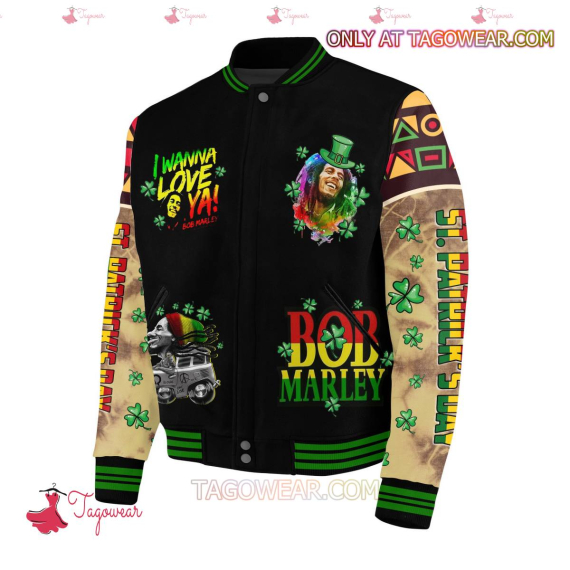 Bob Marley Rebel Happy St. Patrick's Day HFN Baseball Jacket