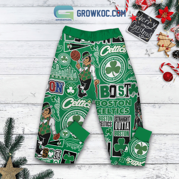 Boston Celtics Grinch They Hate Us Christmas Fleece Family Pajamas Set Tshirt Sweatshirt Long sleeves Pant Set NVA Long Sleeve