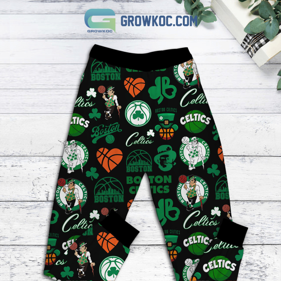 Boston Celtics Kind Of Girls Fleece Family Pajamas Set Tshirt Sweatshirt Long sleeves Pant Set NVA Long Sleeve
