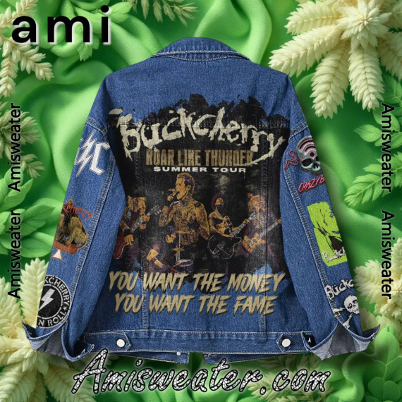 Buckcherry Roar Like Thunder Summer Tour 2025 You Want The Money Hooded Hoodless Or Hooded Denim Jacket HG