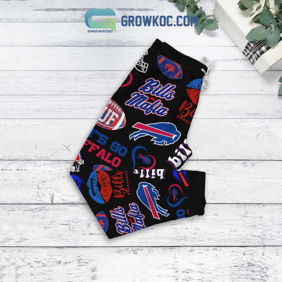 Buffalo Bills Kind Of Girl Mafia Bill Fleece Family Pajamas Set Tshirt Sweatshirt Long sleeves Pant Set NVA Long Sleeve