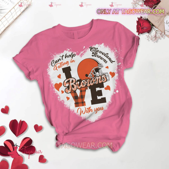 Can't Help Falling In Love Cleveland Browns Valentine HFN Family Pajamas Set