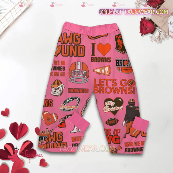 Can't Help Falling In Love Cleveland Browns Valentine HFN Family Pajamas Set