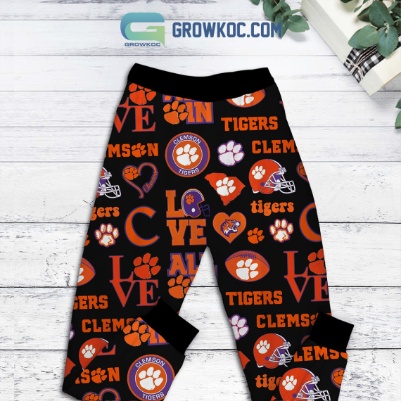 Clemson Tigers Kind Of Girl Fleece Family Pajamas Set Tshirt Sweatshirt Long sleeves Pant Set NVA Long sleeve